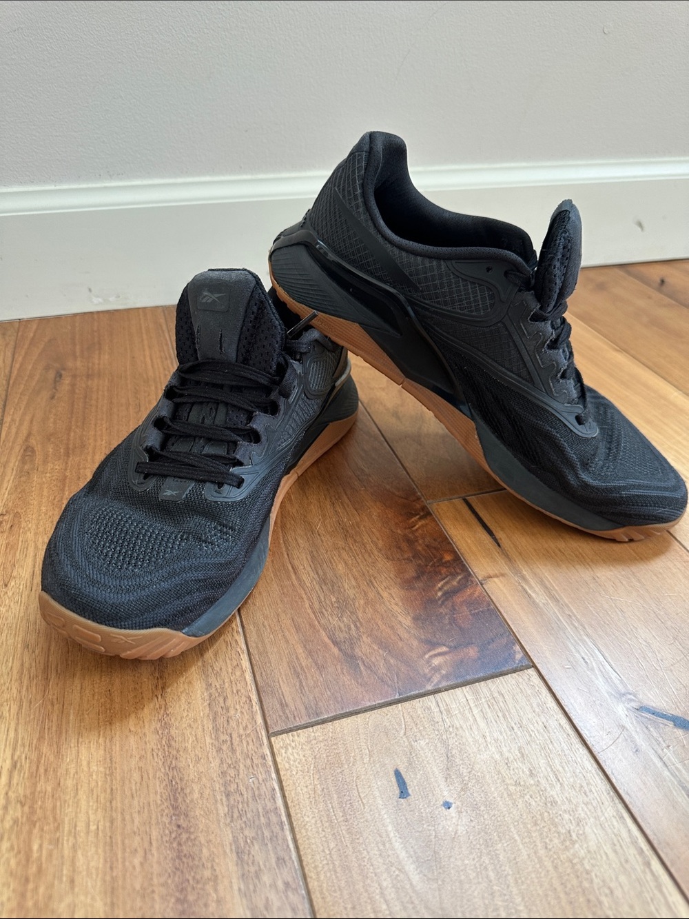 Reebok Nano x2 Men's Black Athletic Sneakers with Gum Sole